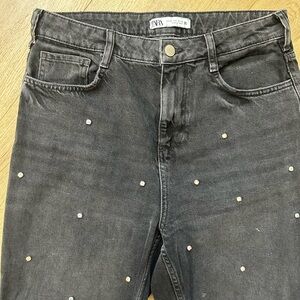 Zara Charcoal Studded Denim Pants